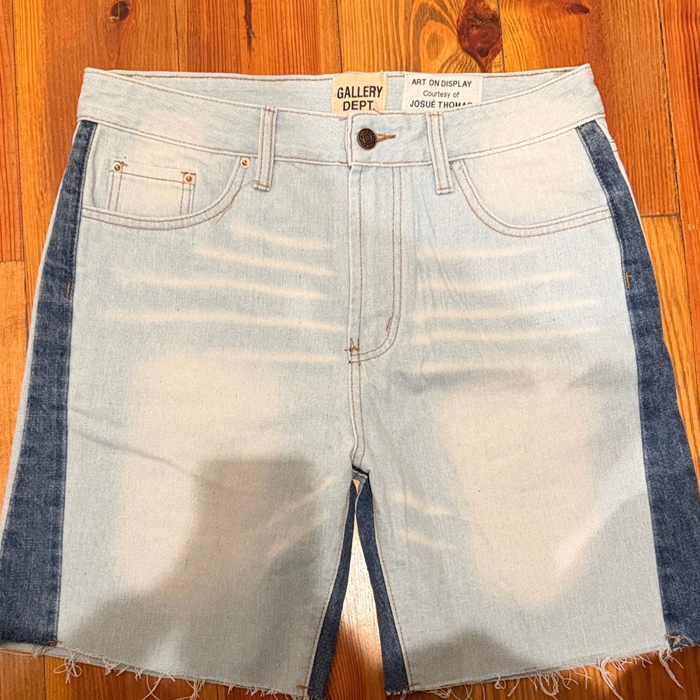 Gallery Dept Denim Shorts with Blue Panels